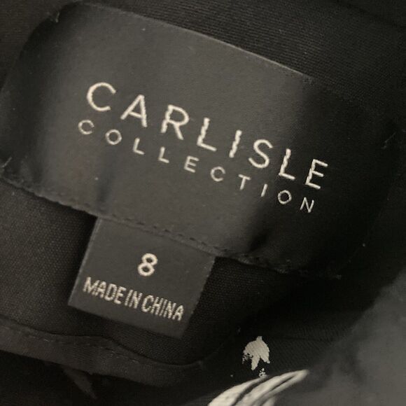 Carlisle Collection Trench Coat Womens 8 Black Floral Pockets Chic‎ - Picture 7 of 9